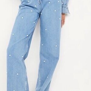 Light Blue Daisy Embellished Women's Jeans